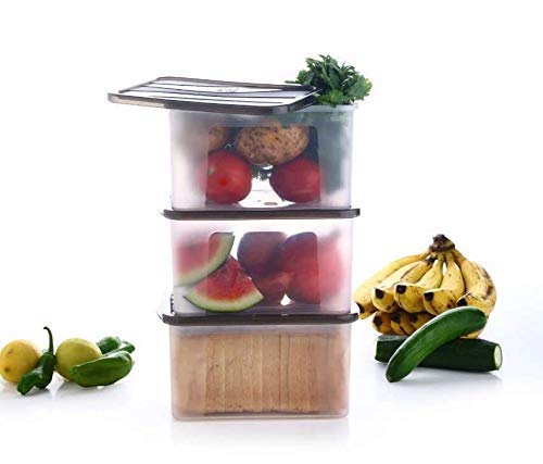 KD ZONE Bread box Plastic jars Container for kitchen Multi Storage container with Lid Pack of 3 Set Black Lid2000ml - Image 2