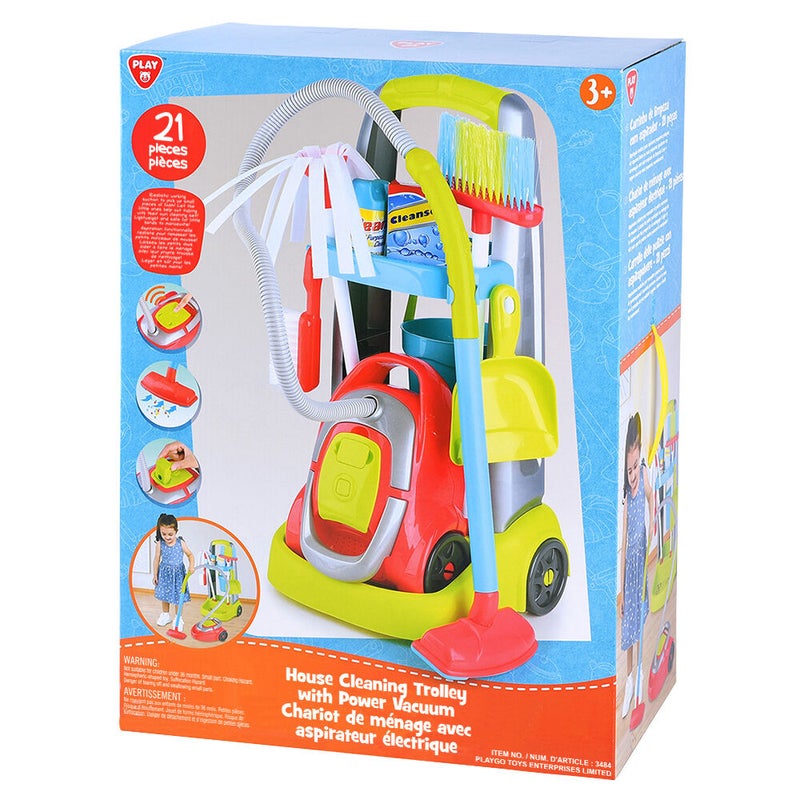 PlayGo House Cleaning Trolley with Power Vacuum Playset (21 Pieces) - Image 1