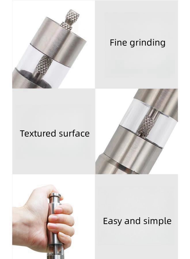 WAOKN Salt and Pepper Grinder, Glass Ceramic Grinder Stainless Steel Refillable Salt & Peppercorn Shakers Adjustable Coarseness Stainless Steel Push-type Manual Pepper Grinding Bottle - Image 4
