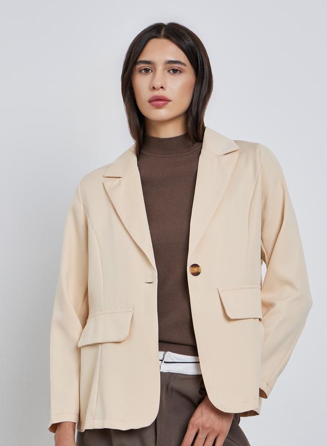 تايك تو جاكيت بليزر سادة بياقة بشق - Image 1