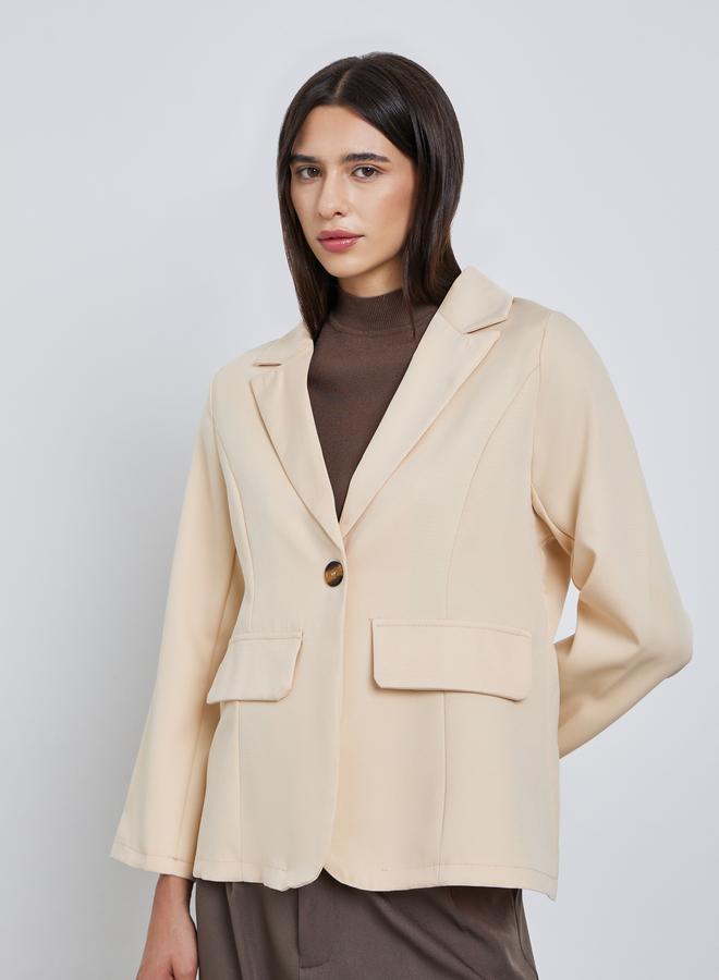 تايك تو جاكيت بليزر سادة بياقة بشق - Image 3