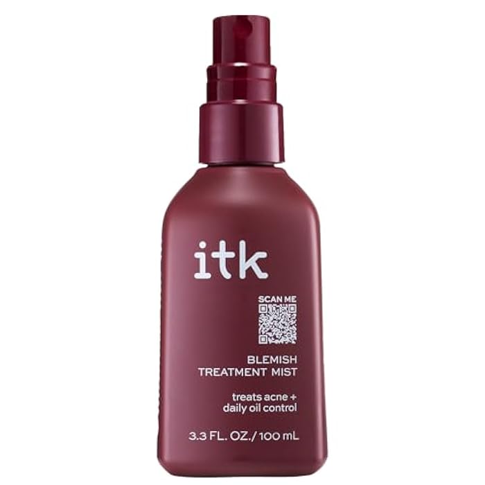 ITK Skincare 2% Salicylic Acid Spray for Face & Body Acne - Blemish-Fighting Treatment for Body Acne, Bacne, Blackheads, Pimples & Blemishes - BHA Blemish Facial Mist Post Workout - 3.3oz Spray Bottle - Image 1