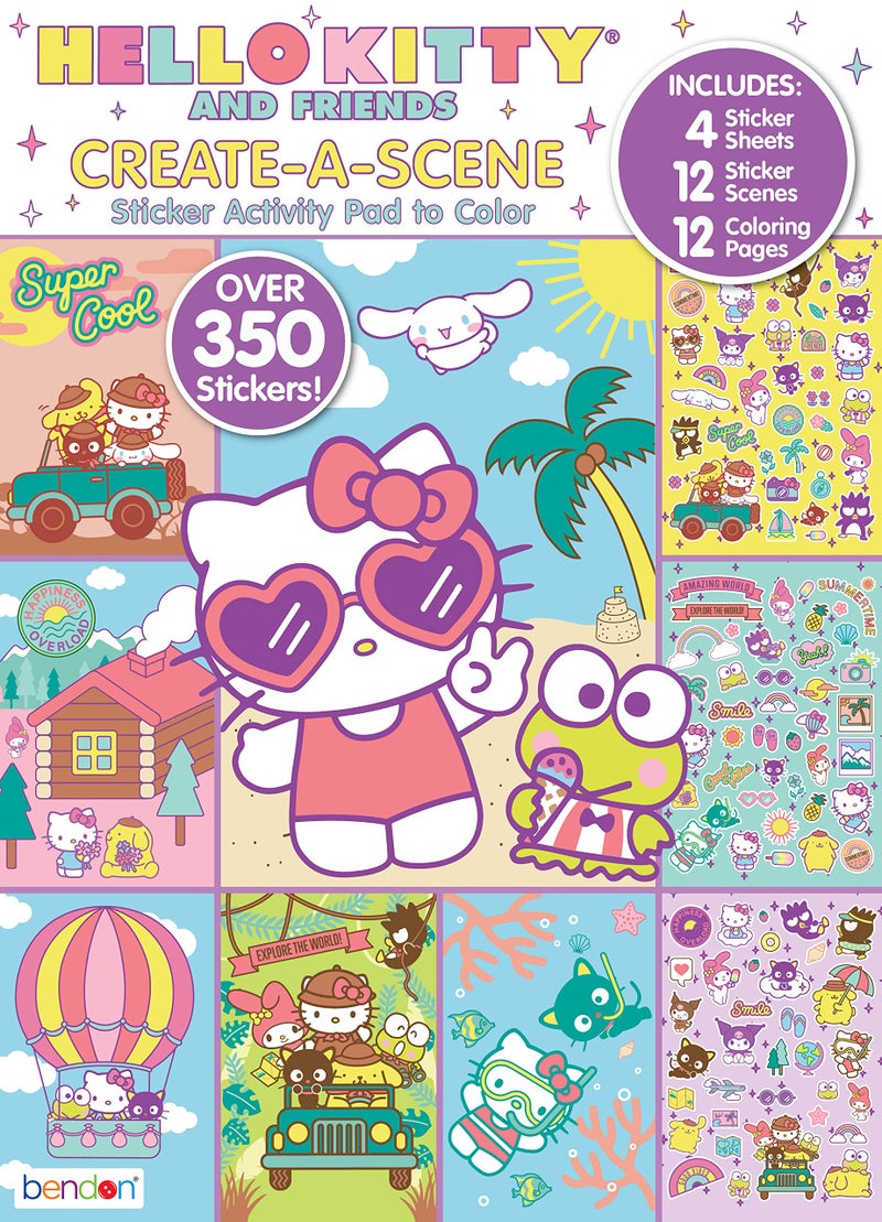 Bendon Hello Kitty and Friends Create a Scene Over 350 Stickers, Activity Pad to Color - Image 1