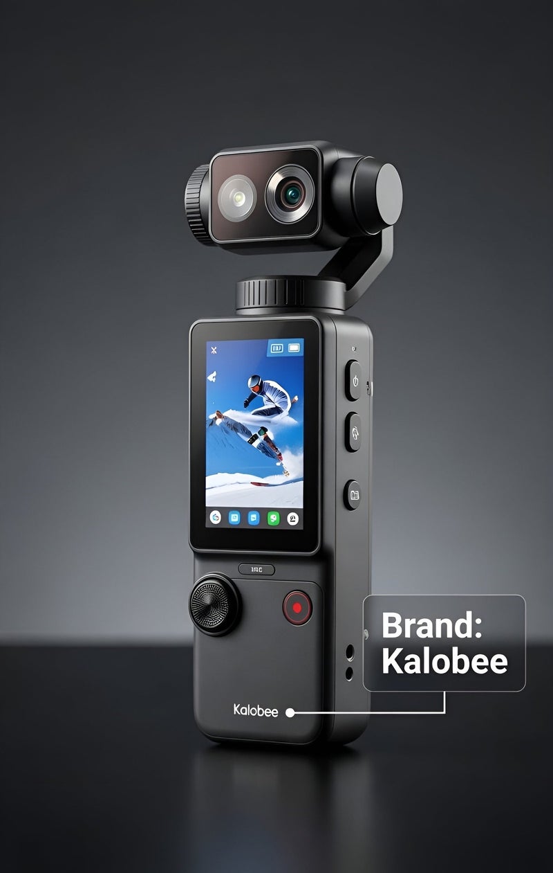 Kalobee Pocket 3 Pro Handheld Camera with 180° Rotating Lens, 1080p HD Resolution, 1.9-inch Screen, SD Card Slot, and 4K Video Recording - Image 3