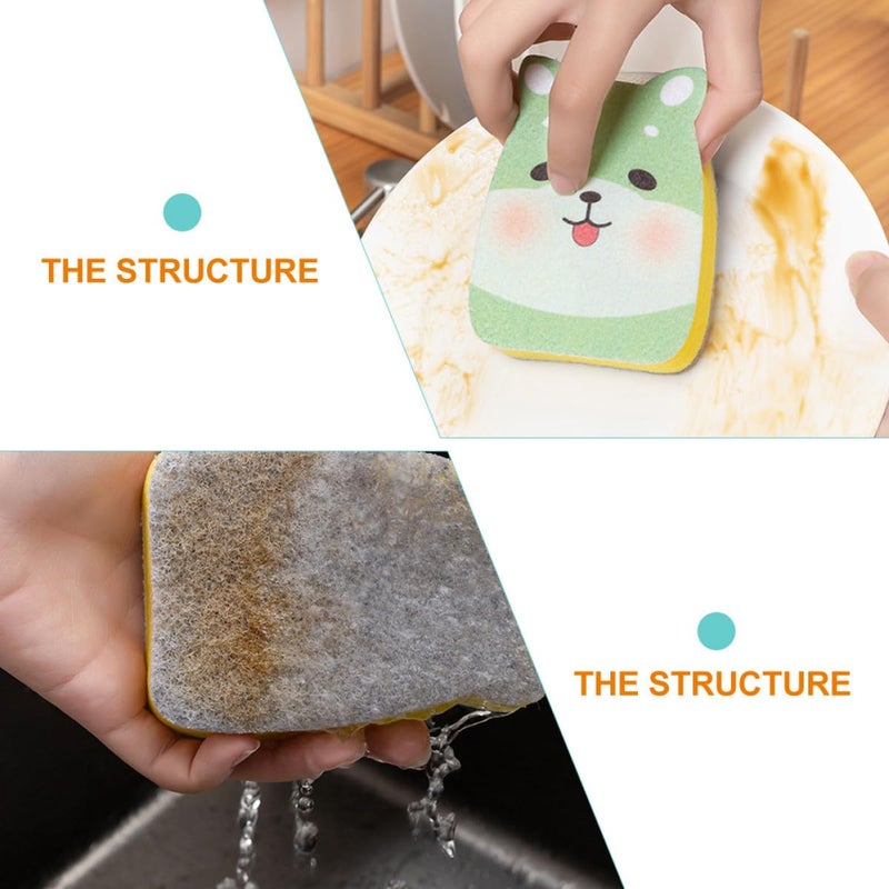 Cartoon Kitchen Scrub Sponges 8pcs Multi Function Dish Cleaner Set Random Style - Image 4