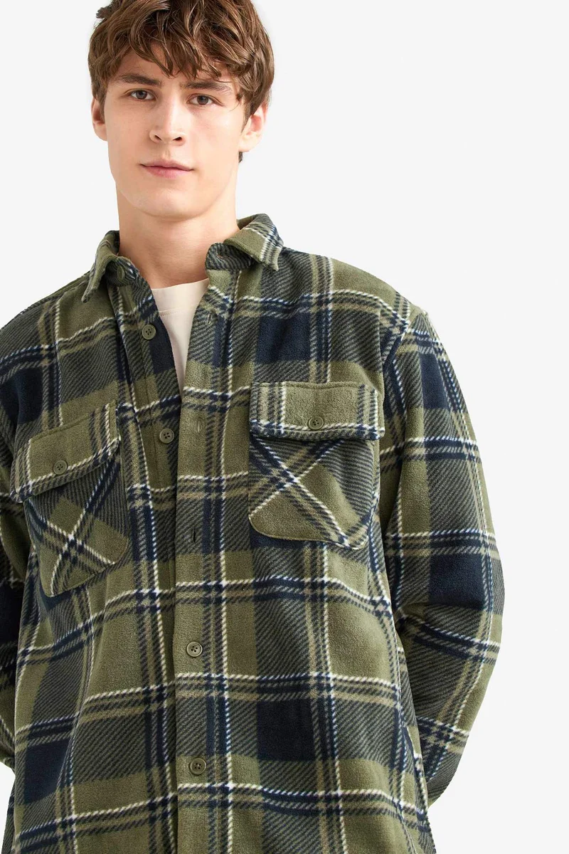 Defacto  Regular Fit Fleece Long Sleeve Shirt for Men | Best Price UAE