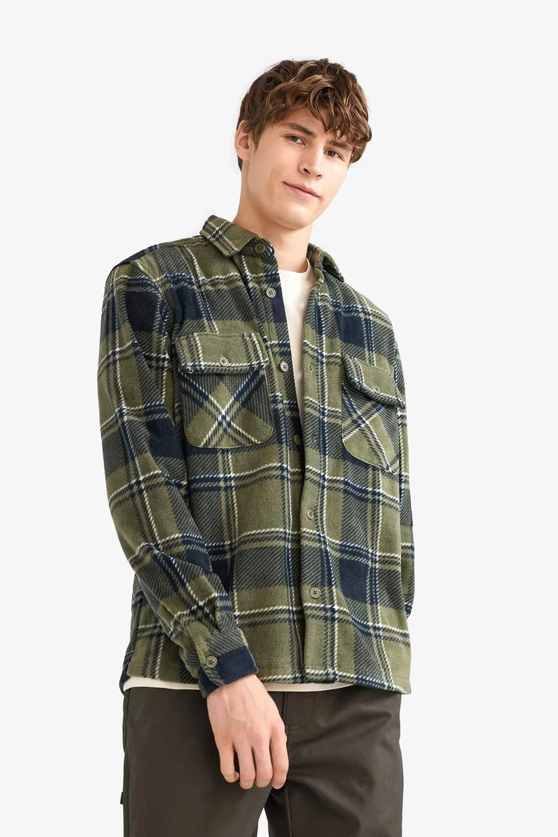 Defacto  Regular Fit Fleece Long Sleeve Shirt for Men | Best Price UAE