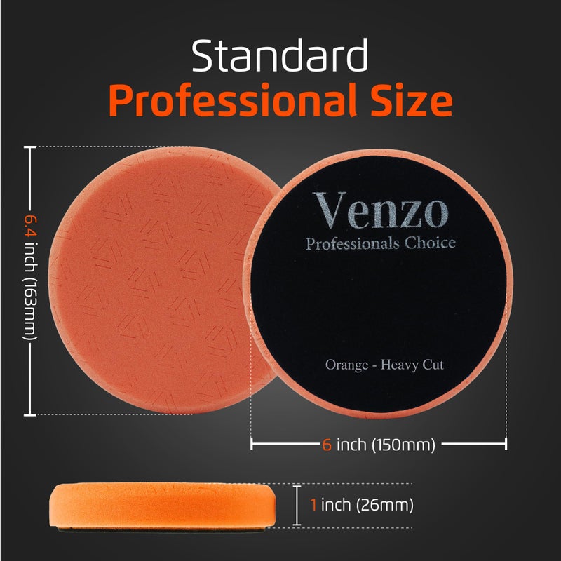 Venzo 6 Inch Buffing Polishing Pads, 5 Pcs 6.5" inch Front Side for 150mm Backing Plate, Buffing Polishing Kit, Cutting, Polishing & Waxing Pads for Car Buffer & Polisher - Image 3