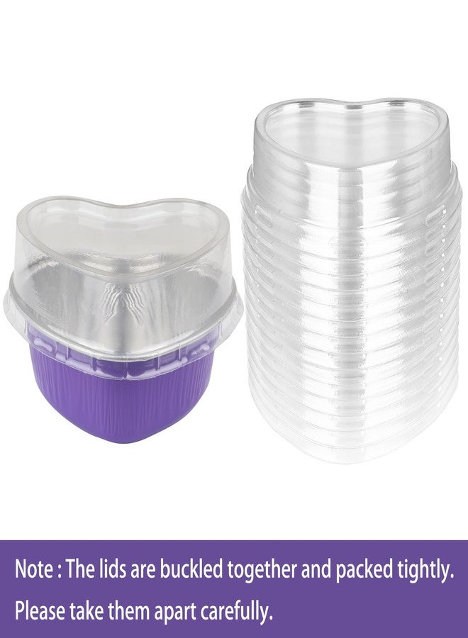 EDUEE Mini Heart Shaped Cake Pans 3.5oz Aluminum Foil Heart Cake Pan with Lids, 25 pcs Disposable Small Heart Baking Pan Purple for Valentine's Weddings Birthday - Image 4