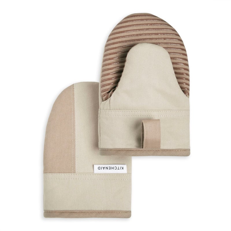 KitchenAid Beacon Two-Tone Non-Slip Mini Oven Mitt Set  Milkshake/Beige  5.5""x8""  2 Piece - Image 1