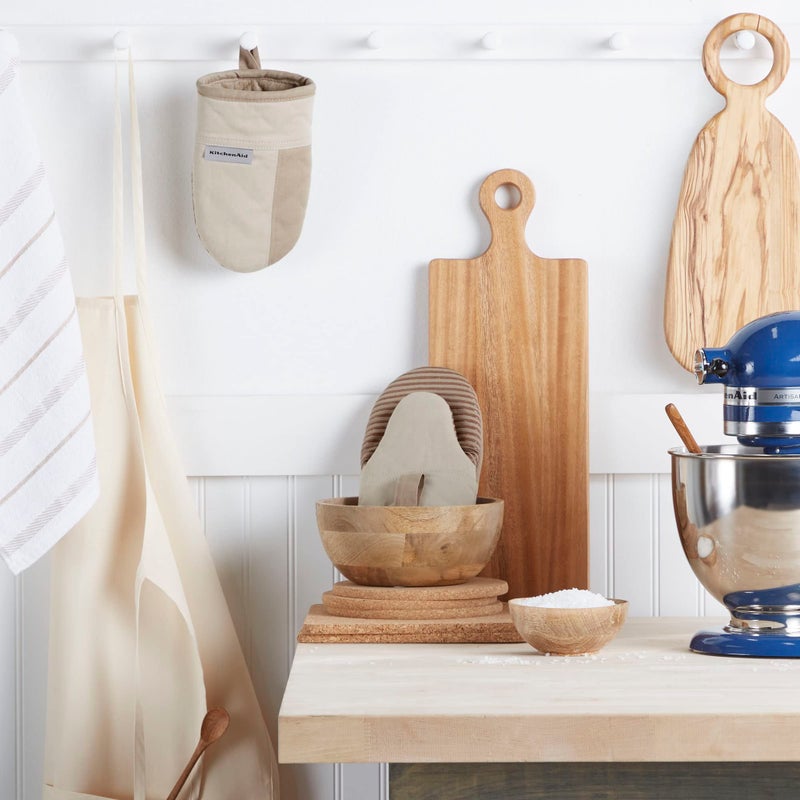 KitchenAid Beacon Two-Tone Non-Slip Mini Oven Mitt Set  Milkshake/Beige  5.5""x8""  2 Piece - Image 2