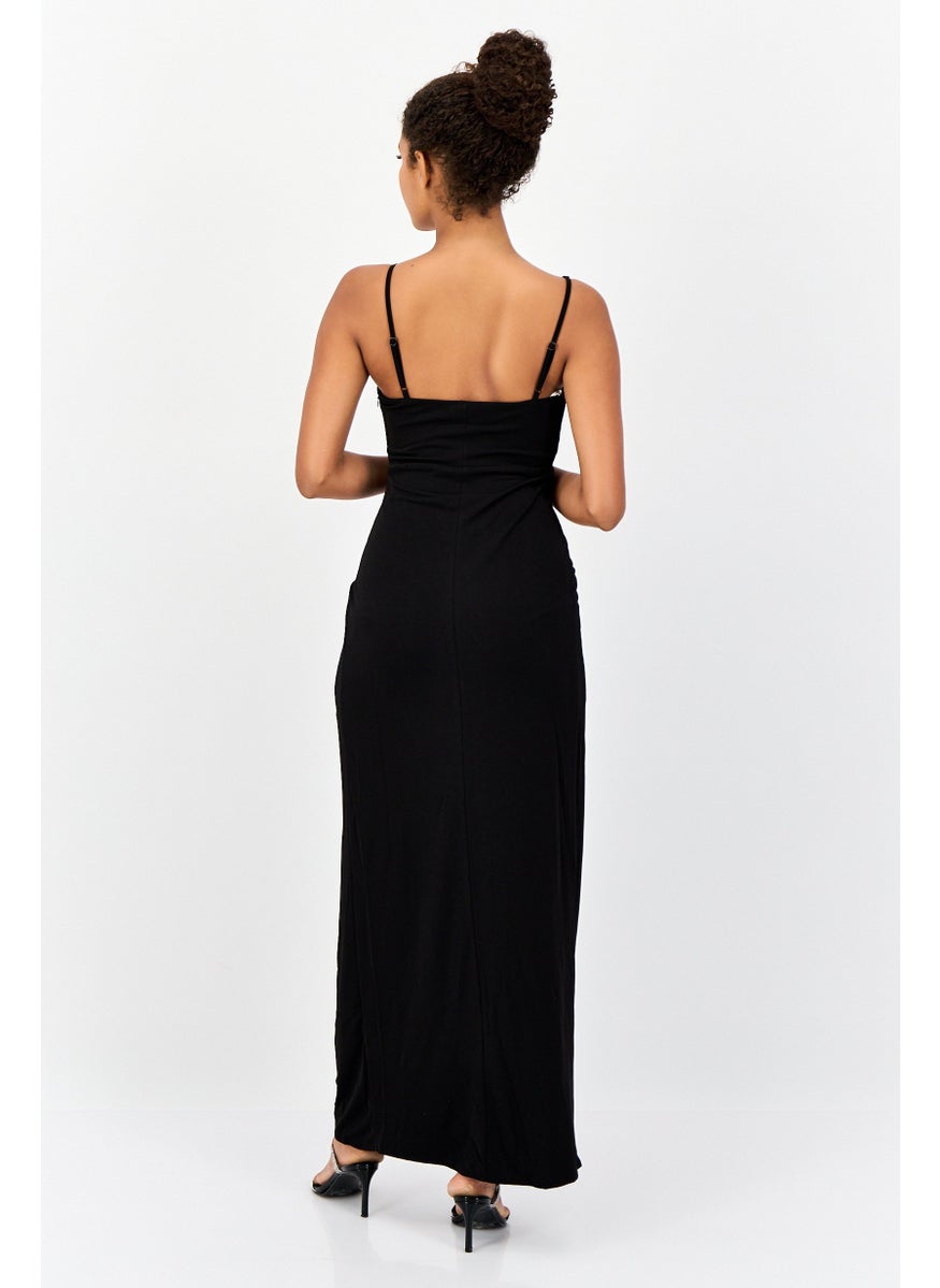 Lulus Women Solid Maxi Dress, Black  - Image 3