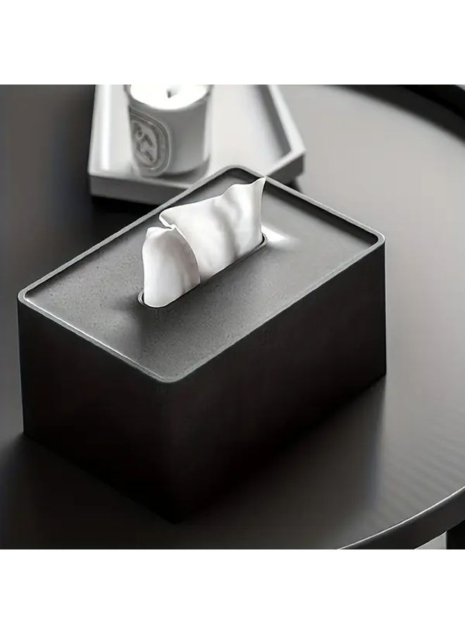 Black Tissue Box Holder Square Dispenser Minimalist Storage For Bathroom Living Room Office - Image 3