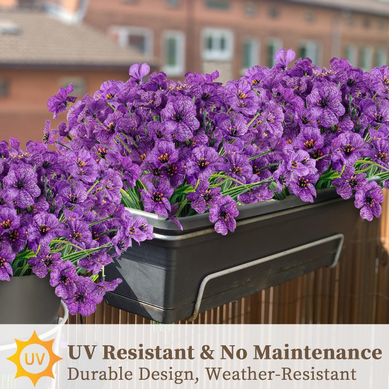 ColoPlay 24 Purple Bundles Artificial Flowers for Outdoors/Indoors Fake Flowers Plants for Indoor Outside Garden Porch Window Box Home Wedding Farmhouse - Image 5