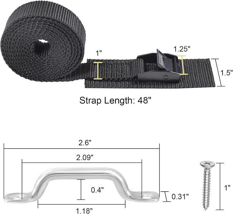 Ayaport Battery Tie Down Strap 48” Battery Box Hold Down Kit, Cooler Tie Down Kit, with Small Stainless Steel Bracket & Screws Used for RV Battery, Gas Fuel Tank, Yeti Cooler Accessories - Image 4
