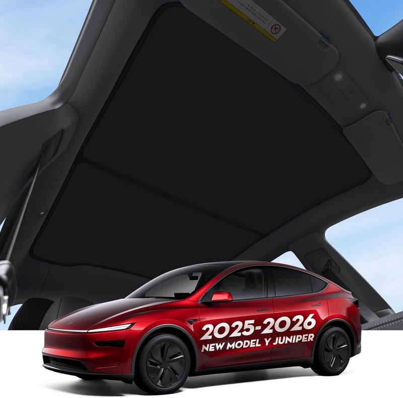 Roof Sunshade for Tesla Model Y Juniper 2026, Upgraded [Sag-Free] Sunroof Shade Roof Sun Shades for New Model Y Juniper Accessories [Heat Insulation/Reflection] 16Pcs Clips(Black) - Image 1