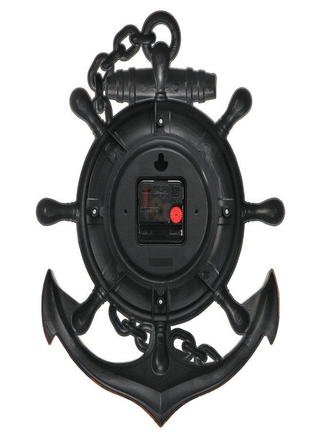 Hacaroa Anchor Wall Clock 12"x15", Plastic Nautical Clock Silent Non-Ticking Movement, Decorative Ship Wheel Clocks for Nautical Theme Kitchen, Bathroom, Beachfront Home Decor, Retro Style - Image 5