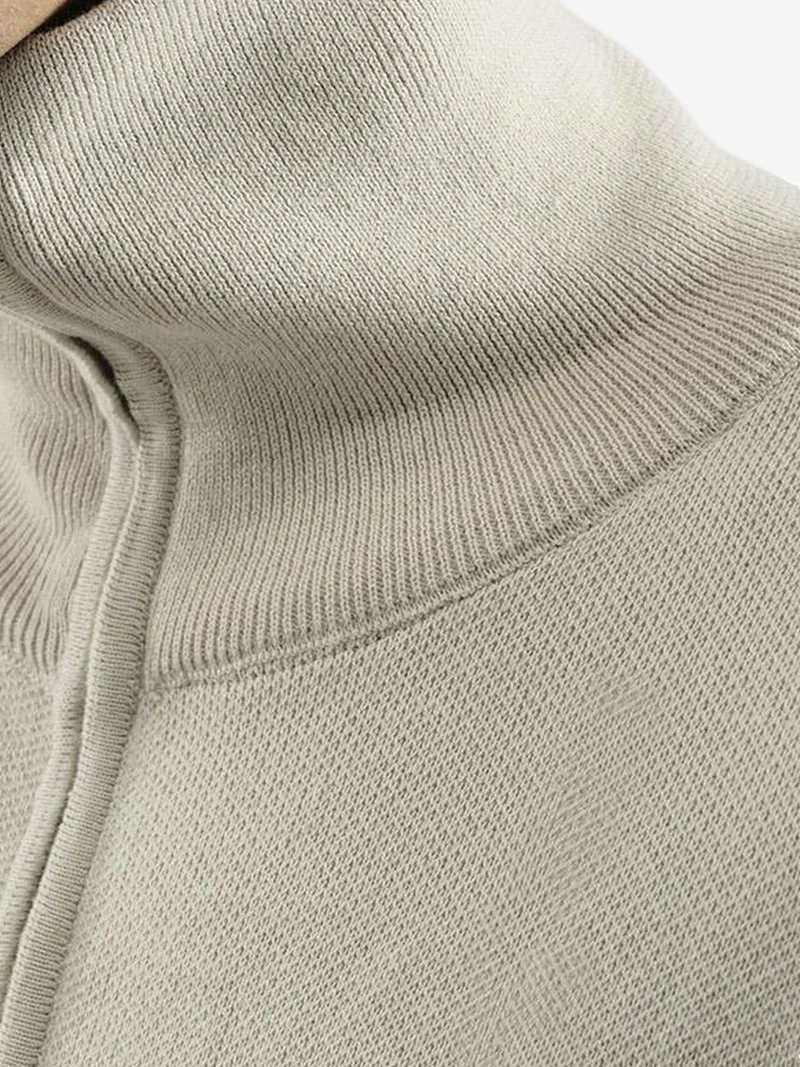 Giesto Beige Natural GIESTO  Ribbed Knit Sweater with Zipper Collar for Men | Best Price UAE