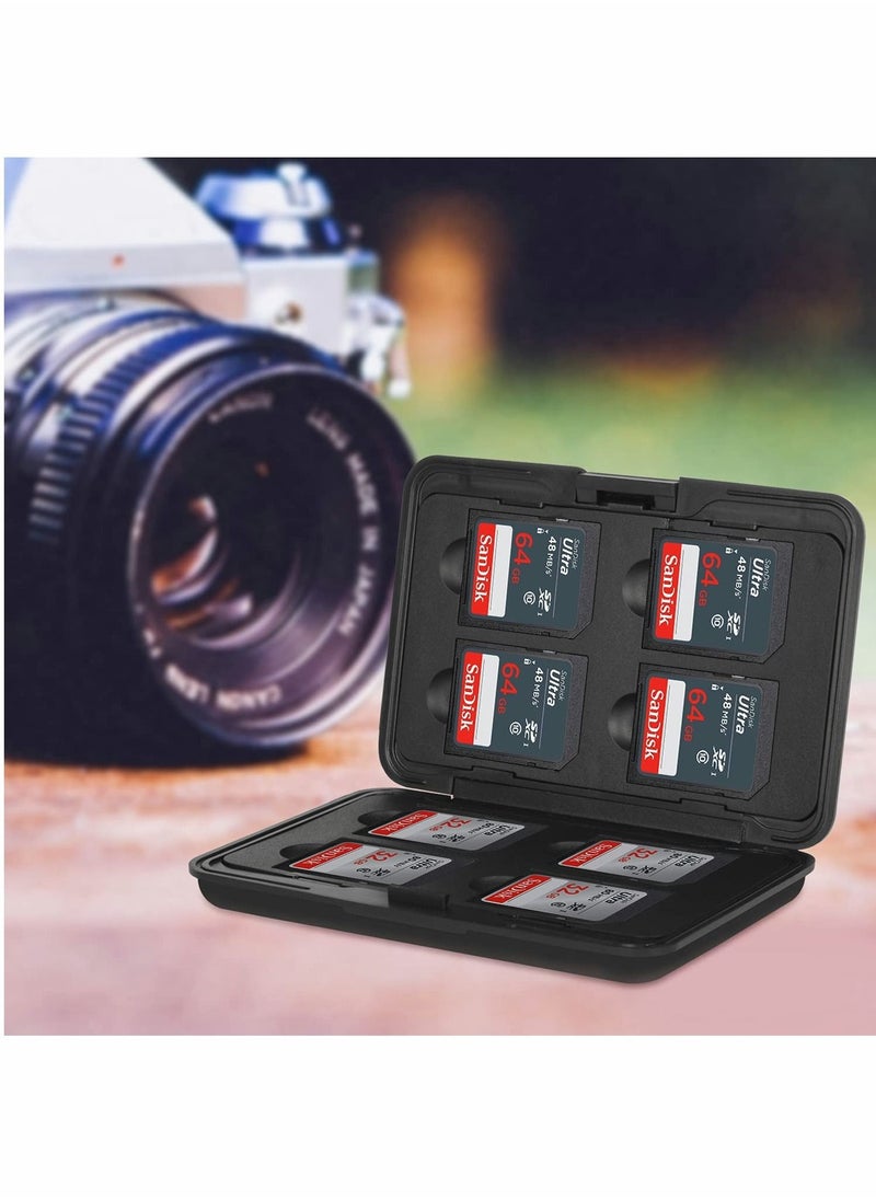 Excefore - Micro SD Card Holder Case, Waterproof SD Card Storage Box Memory Card Case Holder Box with 8 Slots Aluminum Shock Resistant Carrying Box Holder for SD SDHC MMC Micro SD TF Cards (Black) - Image 1
