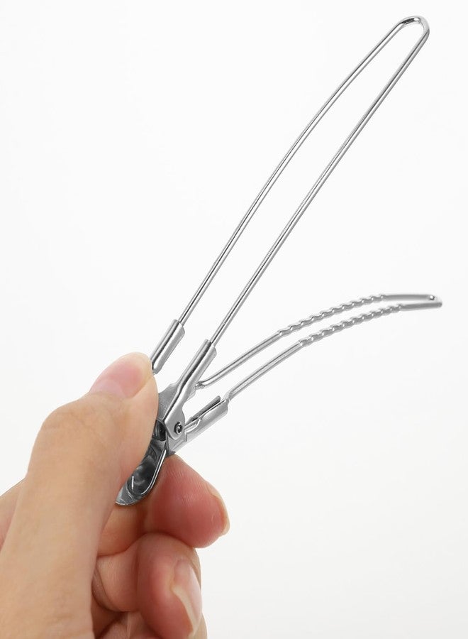 Lurrose 12Pcs Bill Clips Stainless Steel Alligator Hair Clips Sectioning Clips Salon Hairclip Non- slip Grip Clips for Hair Styling Hair Coloring Hair Cutting Silver - Image 3