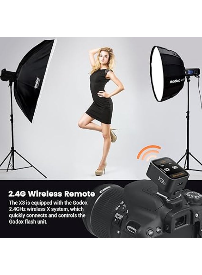 Godox Godox X3 X3S Flash Trigger for Sony, Touchscreen interface & local controls, Built-in Type-C Charging Battrery, TTL HSS 2.4G Wireless Speedlite Trigger kit with Storage Bag for indoor outdoor shooting - Image 2
