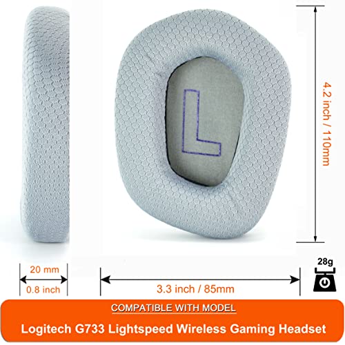 defean G733 Earpads - defean Replacement Ear Cushion Cover Compatible with Logitech G733 G 733 Lightspeed Wireless Gaming Headset,Ear Pads with Durable Mesh Fabric, Comfort Noise Isolation Foam (Gray) - Image 5