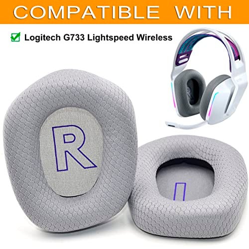 defean G733 Earpads - defean Replacement Ear Cushion Cover Compatible with Logitech G733 G 733 Lightspeed Wireless Gaming Headset,Ear Pads with Durable Mesh Fabric, Comfort Noise Isolation Foam (Gray) - Image 3