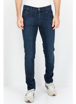 Men Regular Fit Wash Stretchable Denim, Navy