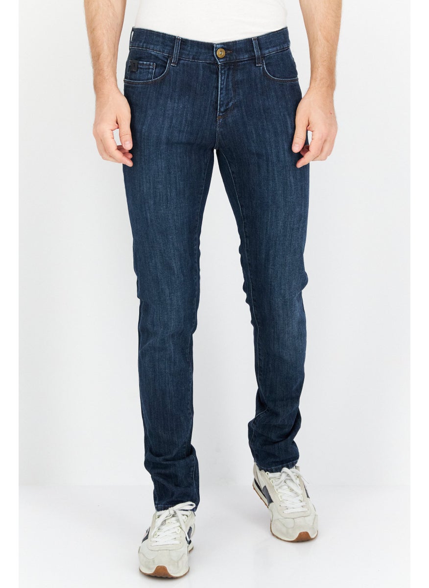 TRUSSARDI JEANS - Men Regular Fit Wash Stretchable Denim, Navy - Image 1