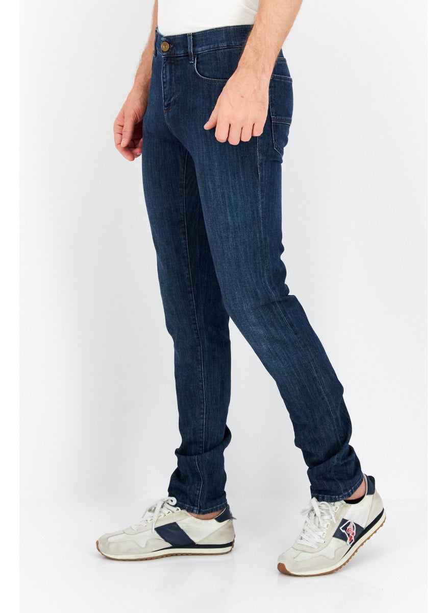 TRUSSARDI JEANS - Men Regular Fit Wash Stretchable Denim, Navy - Image 1