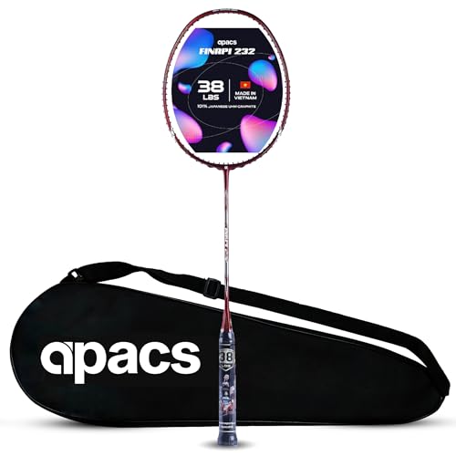 Apacs Finapi 232 (Unstrung, 38 LBS Max Tension) Made in Vietnam | 100% Japanese Graphite | High Modulus | High Power Badminton Racket with Free Full Cover | G1-4 1/4 inches (Red) - Image 1