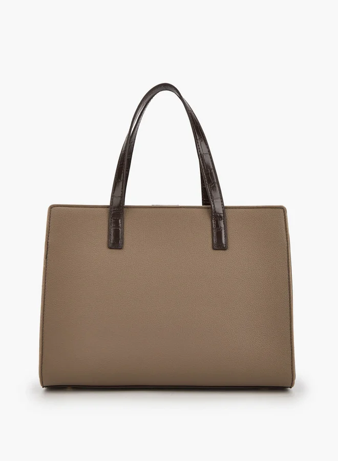 Flora Bella By Shoexpress Textured Tote Bag with Zip Closure