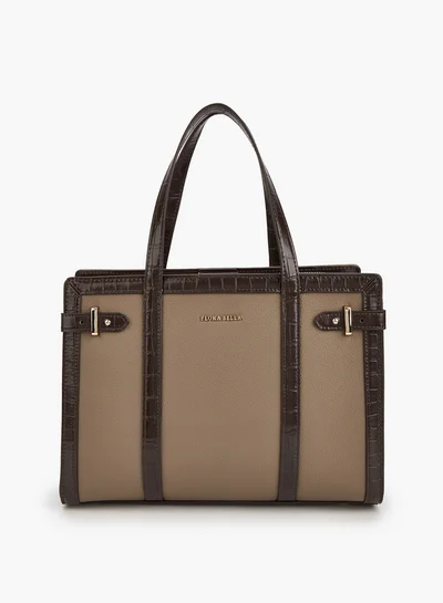 Flora Bella By Shoexpress Textured Tote Bag with Zip Closure