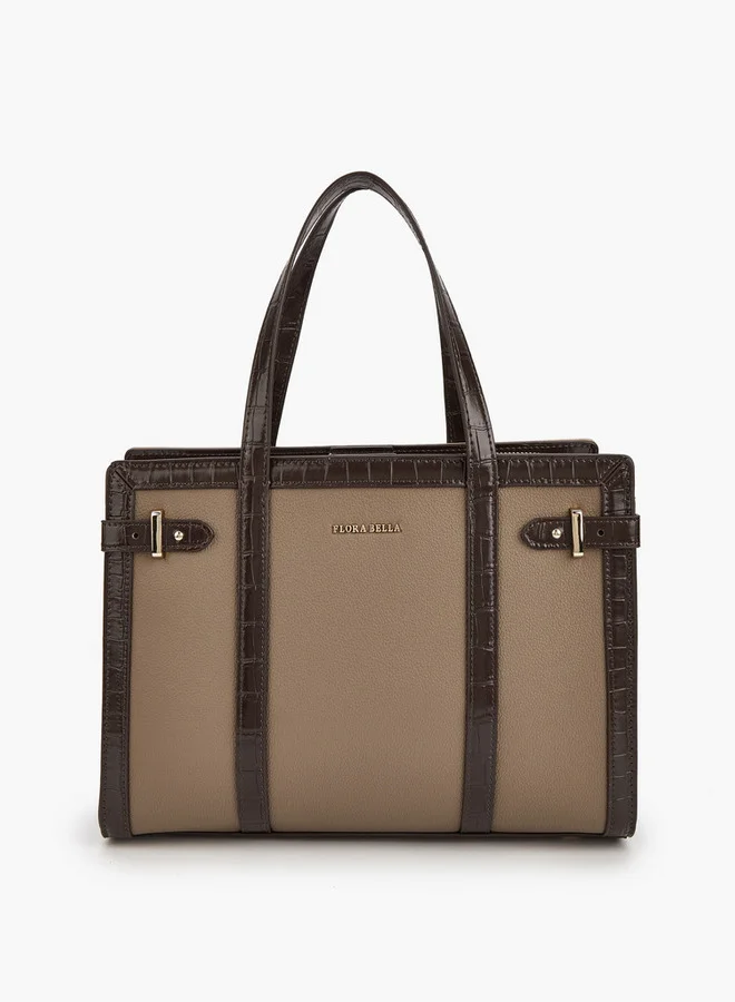 Flora Bella By Shoexpress Textured Tote Bag with Zip Closure
