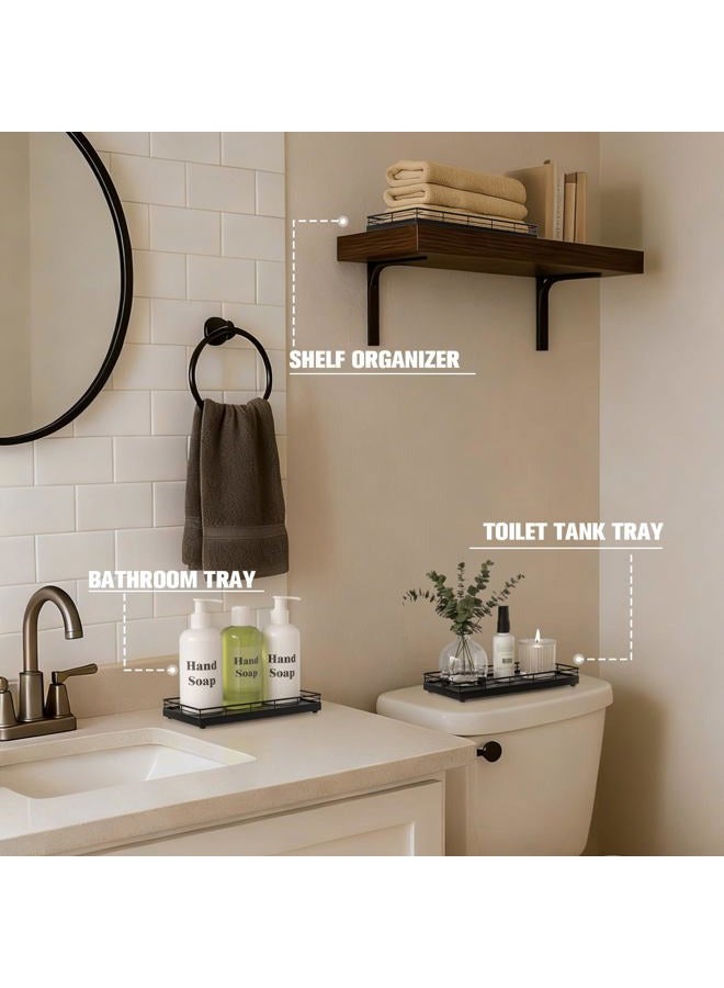 Focusonit Bathroom Vanity Tray for Counter - 12" x 6" Oka Wood Tray for Toilet Tank - Catchall Wooden Sink Tray Countertop Organizer for Kitchen│Dresser Room│Coffee Bar,Black - Image 4