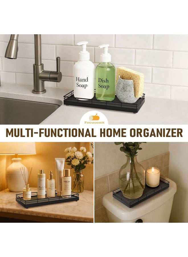 Focusonit Bathroom Vanity Tray for Counter - 12" x 6" Oka Wood Tray for Toilet Tank - Catchall Wooden Sink Tray Countertop Organizer for Kitchen│Dresser Room│Coffee Bar,Black - Image 5