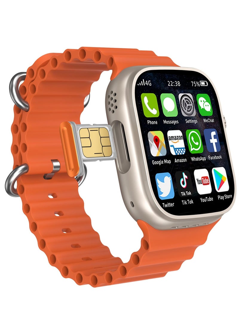 Generic - Modio 4G Ultra 2.2 Inch HD Display Sim Support Smart Watch with Three Set Strap For Men's,GOLD - Image 1