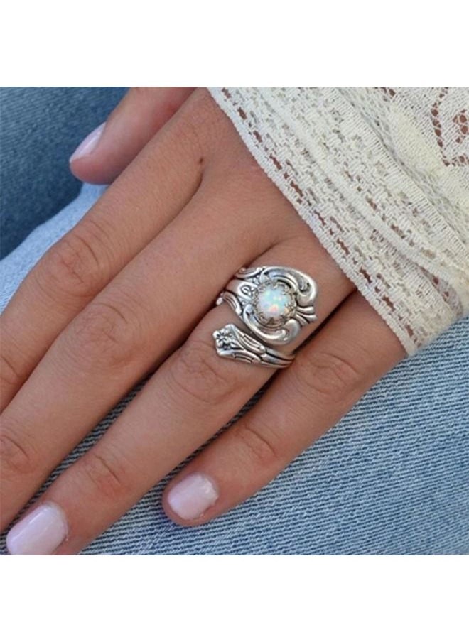 Generic - Adjustable Sterling Silver Opal Ring - Image 1