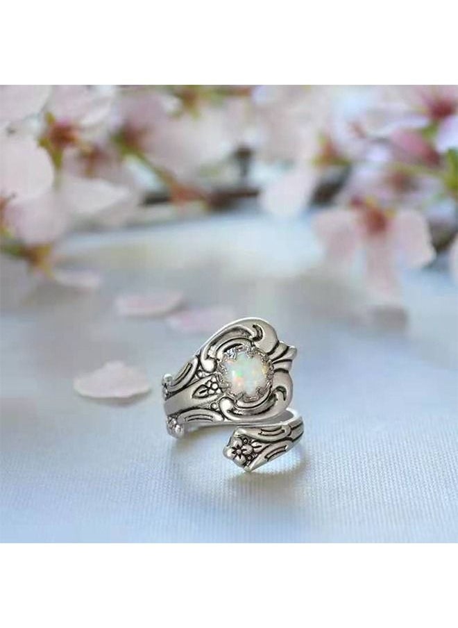 Generic - Adjustable Sterling Silver Opal Ring - Image 1