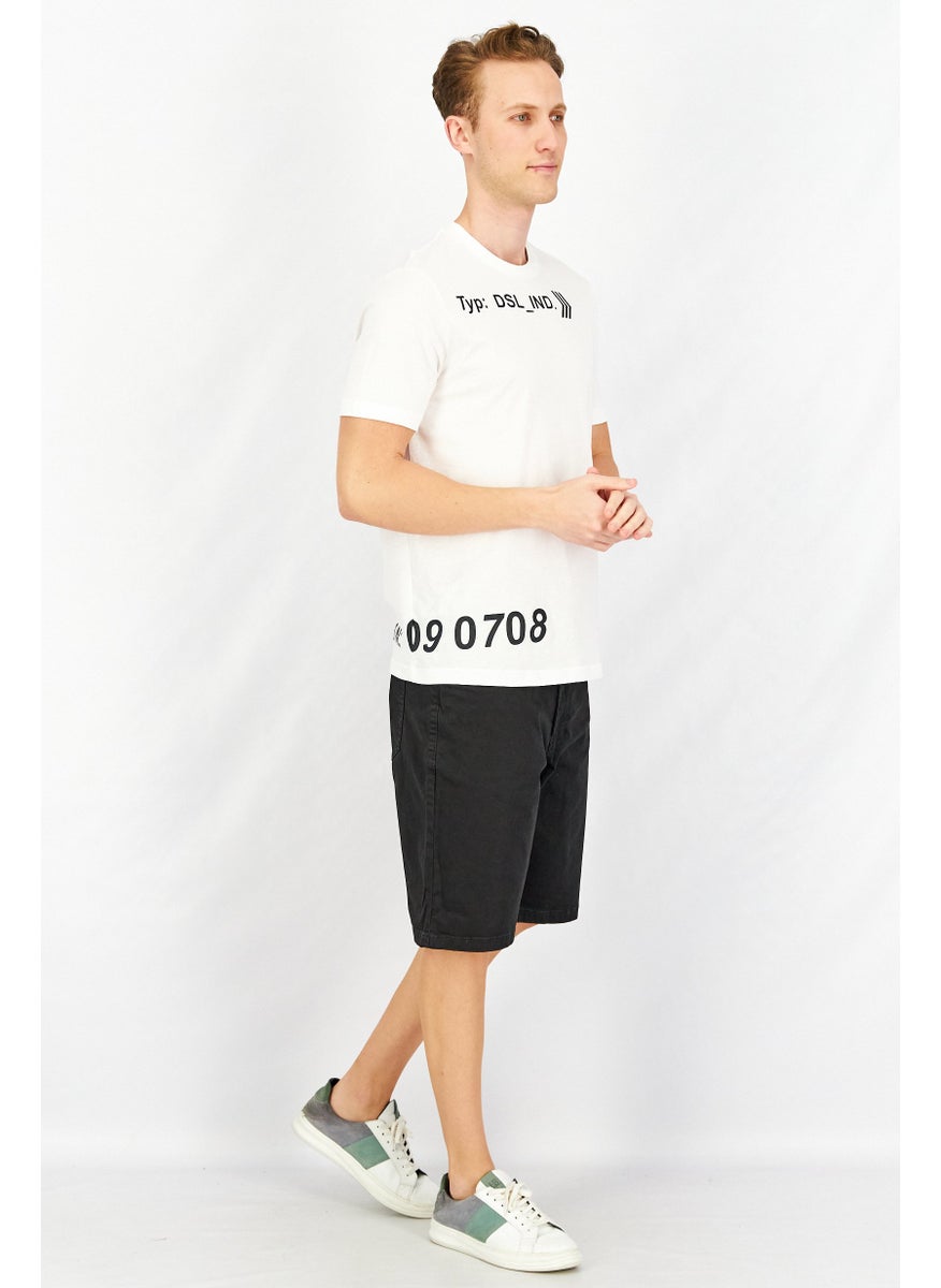 DIESEL Men Crew Neck Short Sleeve Graphic Print T-Shirt, White  - Image 3