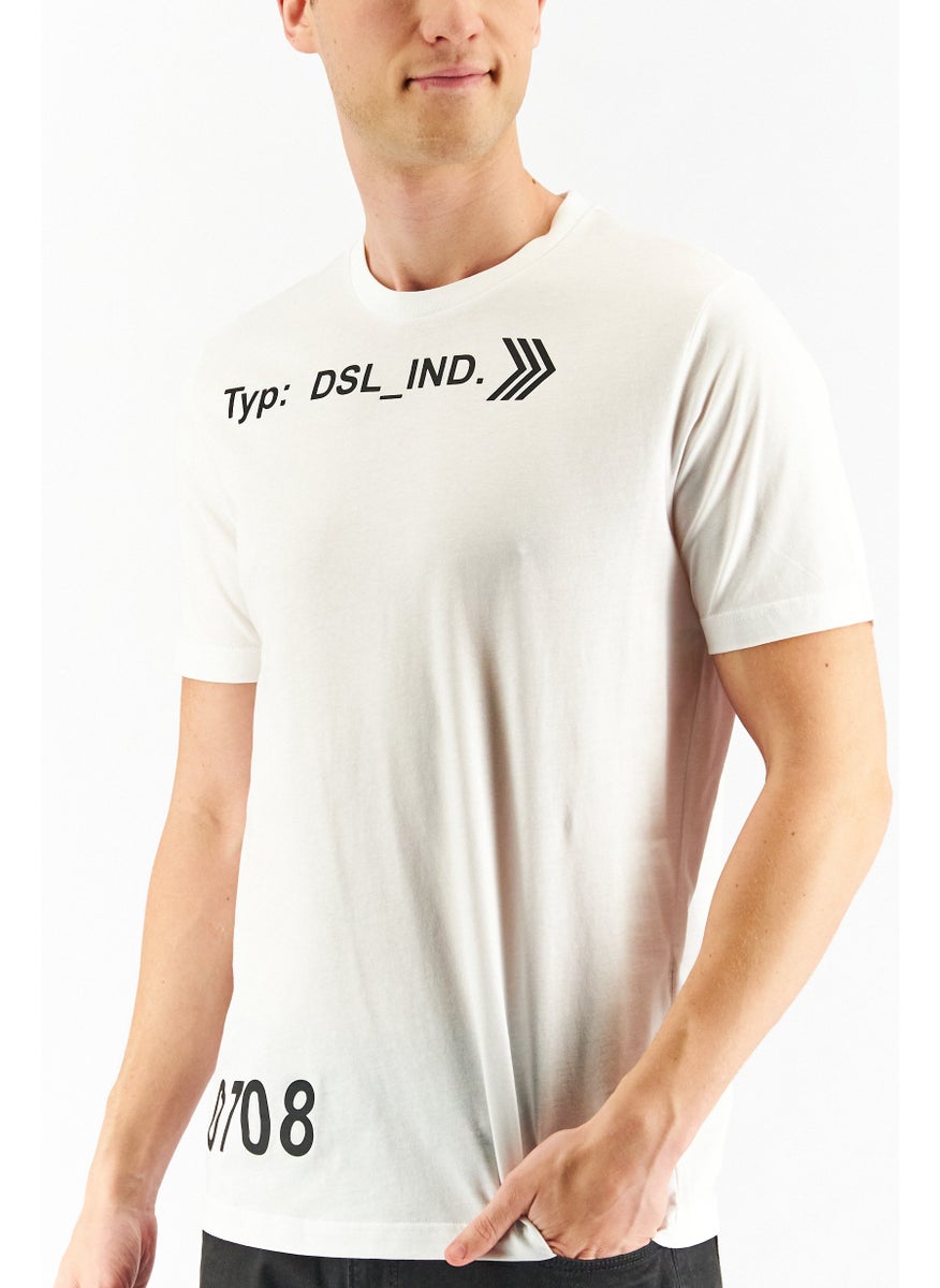 DIESEL Men Crew Neck Short Sleeve Graphic Print T-Shirt, White  - Image 2