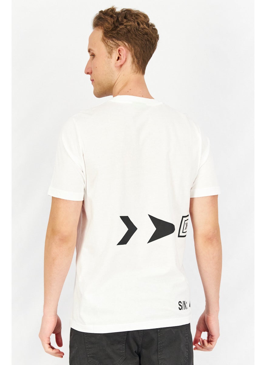 DIESEL Men Crew Neck Short Sleeve Graphic Print T-Shirt, White  - Image 4