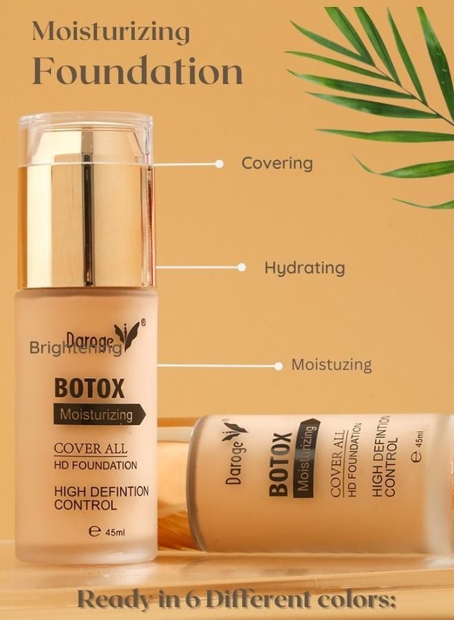 daroge Botox Moisturizing HD Liquid Matte Makeup Foundation 45 ml - Beige - Image 4