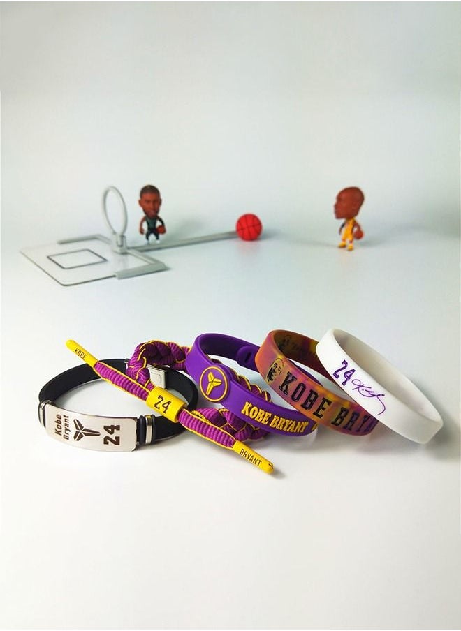 GROIC Basketball Kobe Wristbands Black Mamba Kobe Basketball Bracelet Signature Sport Silicone Adjustable Bracelet Memory Gift 5 Pcs  - Image 2