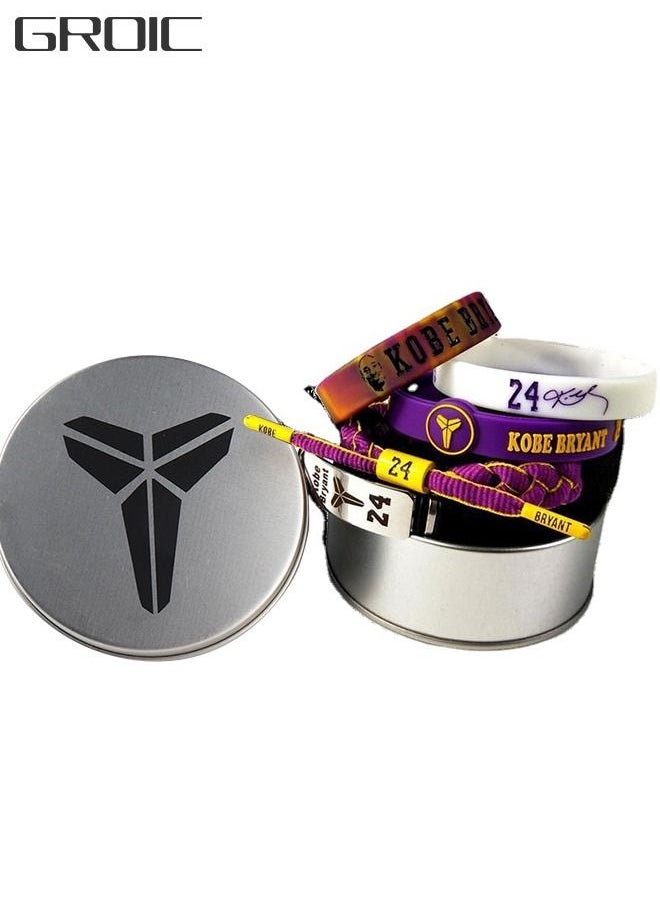 GROIC Basketball Kobe Wristbands Black Mamba Kobe Basketball Bracelet Signature Sport Silicone Adjustable Bracelet Memory Gift 5 Pcs  - Image 1