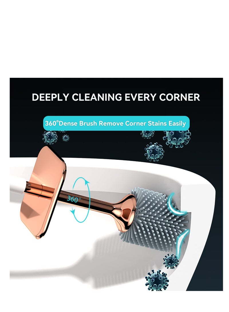 SOLARAE Toilet Brush and Holder, Elegant 2 Pack Silicone Toilet Bowl Brush Set with Ergonomic Long Handle, Modern Bathroom Decor Cleaning Accessories, Durable, Deep Cleaning - Black & White - Image 2