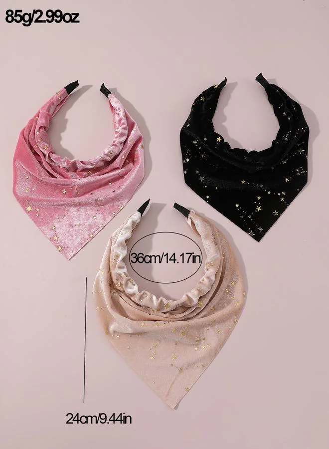 Take Two  Pack of 3 - Girls Star Embellished Velvet Headbands for Women | Best Price UAE