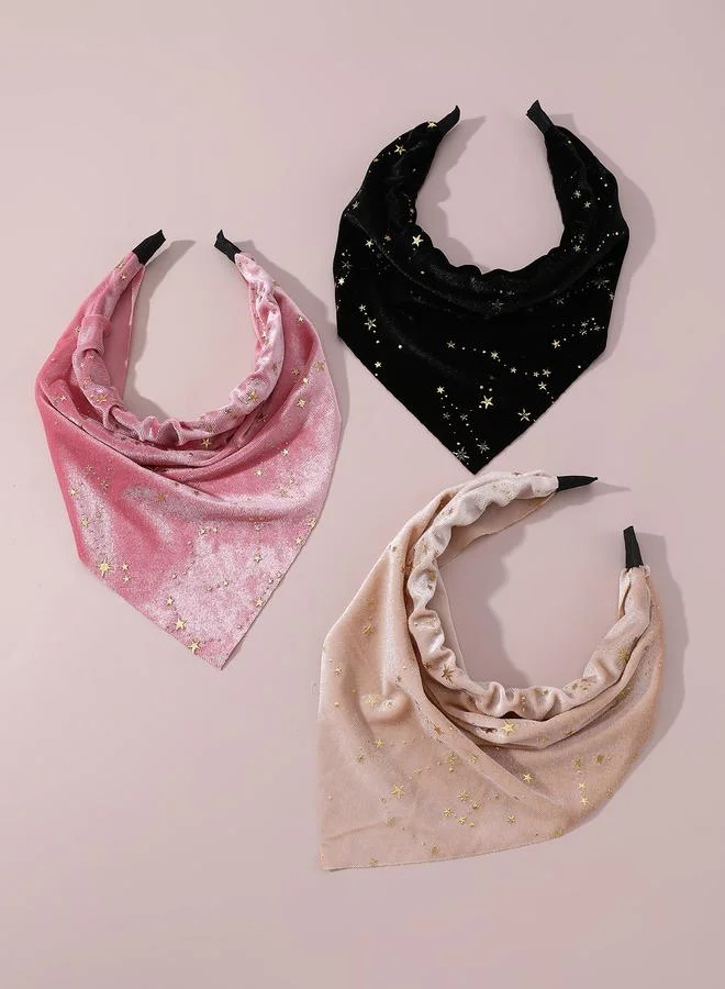 تايك تو Pack of 3 - Girls Star Embellished Velvet Headbands