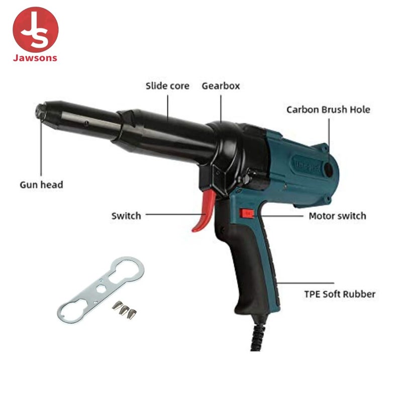 JAWSONS Timeproof Pistol Electric Rivet Gun TAC500 Industrial Grade Electric Powered 400W Capacity 30mm50mm Blind Rivets Heavy Duty Fast Hitting Rivet Gun - Image 3