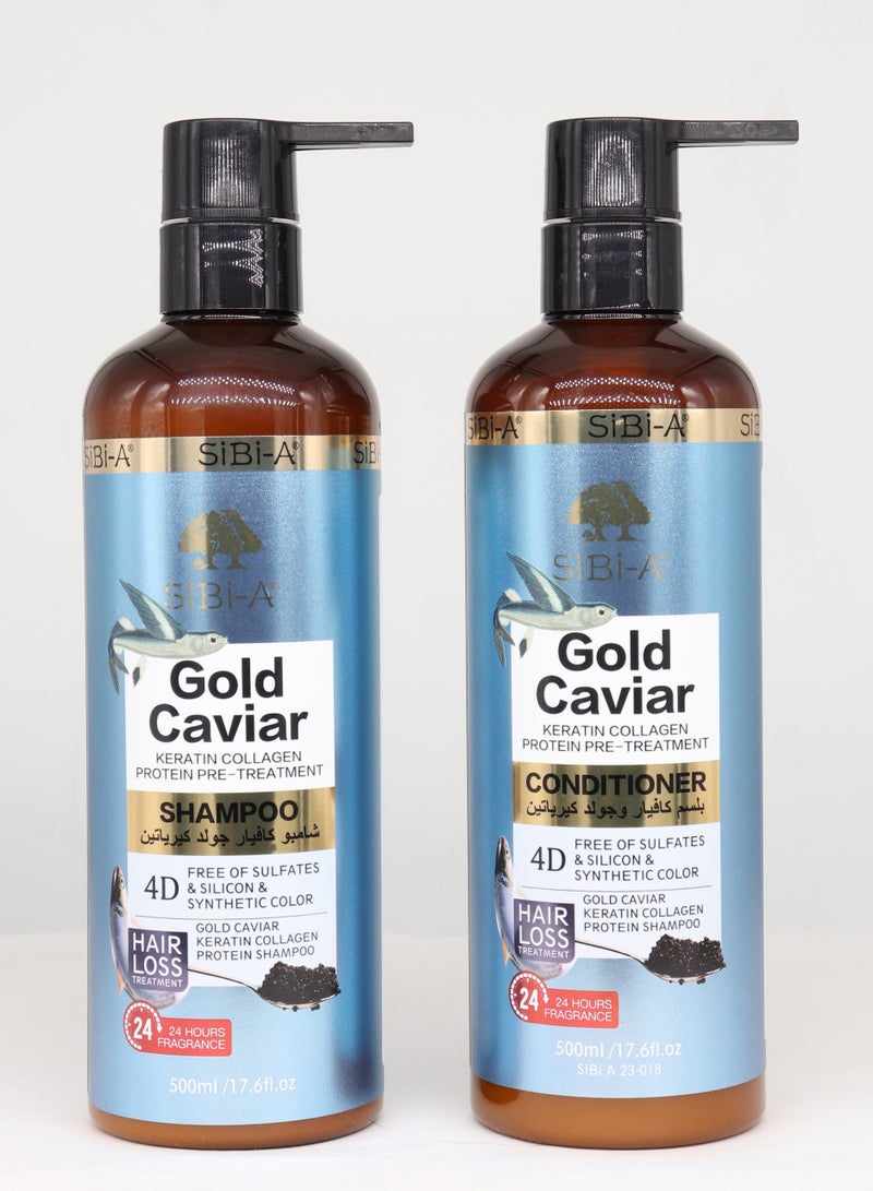 سيبي_ايه مجموعة العناية بالشعر  كفيار وجولد كرياتين شامبو500 مل بلسم 500مل - Image 1
